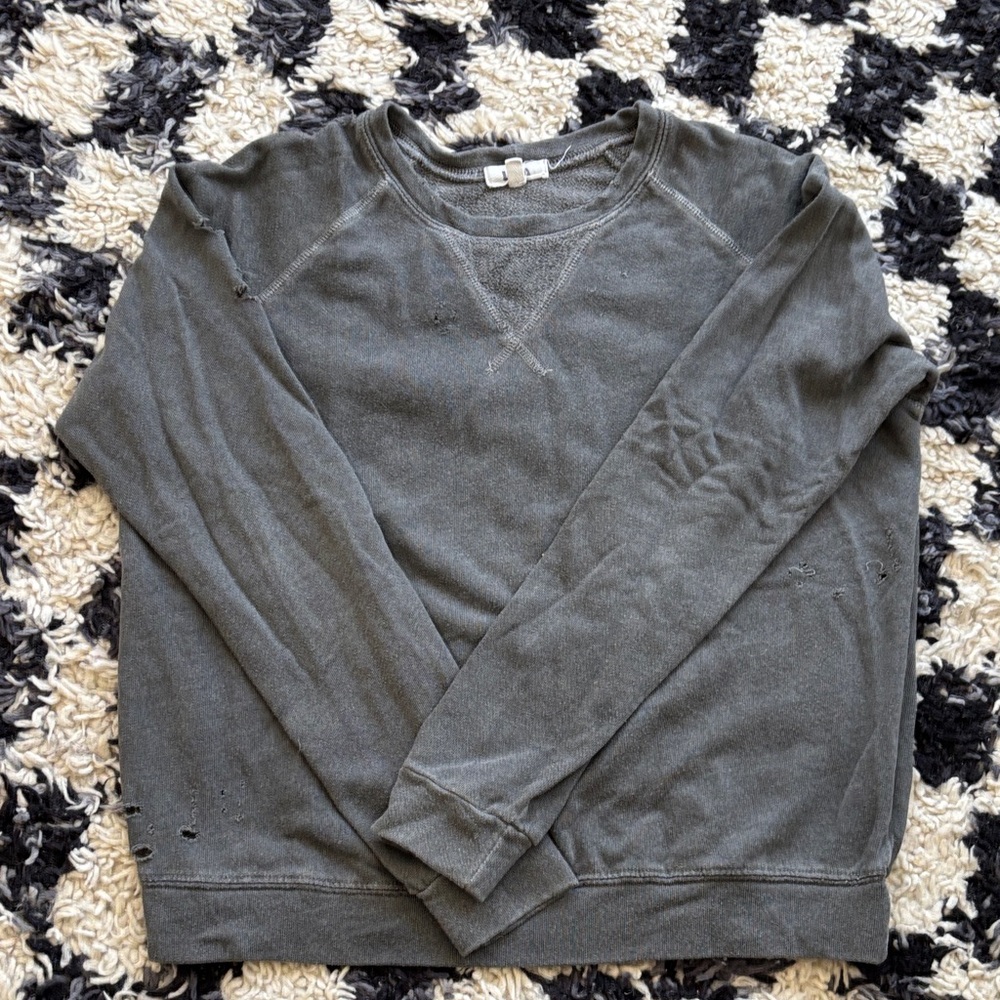 LNA size xs distressed grey crew neck sweatshirt